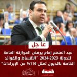 عبد المنعم إمام يرفض الموازنة العامة للدولة 2023_2024 “اقساط وفوايد الديون اكتر من الايرادات بنسبة١١٤٪”