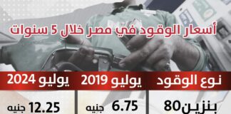 أسعار الوقود في مصر خلال 5 سنوات