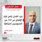 حزب العدل يثمن قرار الإفراج عن 151 من المحبوسين احتياطيًا