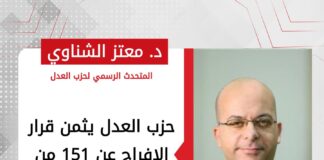 حزب العدل يثمن قرار الإفراج عن 151 من المحبوسين احتياطيًا