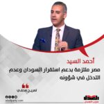 أحمد السيد: مصر ملتزمة بدعم استقرار السودان وعدم التدخل في شؤونه
