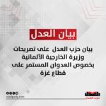 بيان حزب العدل على تصريحات وزيرة الخارجية الألمانية