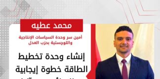 محمد عطيه: إنشاء وحدة تخطيط الطاقة خطوة إيجابية ونتطلع لأسس وآليات واضحة تضمن فاعليتها