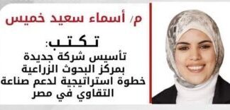 أسماء سعيد خميس تكتب: تأسيس شركة جديدة بمركز البحوث الزراعية خطوة استراتيجية لدعم صناعة التقاوي في مصر