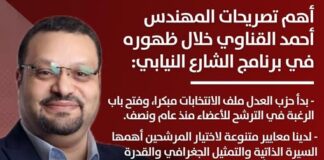 أهم تصريحات المهندس أحمد القناوي أمين عام حرب العدل خلال ظهوره في برنامج الشارع النيابي