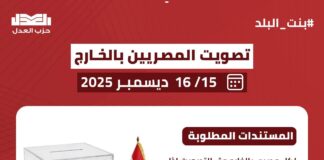 لكل مصري بالخارج حق التصويت إذا كان مقيد بقاعدة بيانات الناخبين ومعه هوية سارية.