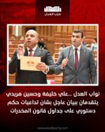 نواب العدل …علي خليفة وحسين هريدي يتقدمان ببيان عاجل بشأن تداعيات حكم دستوري على جداول قانون المخدرات